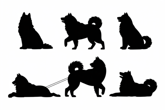 Black Husky Dog Silhouettes