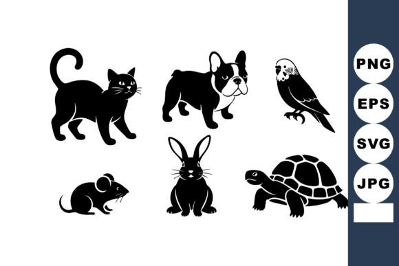Black Silhouette Animal Vector Set