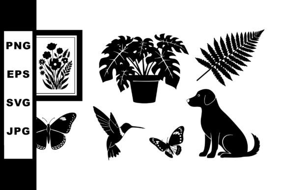 Black Silhouette Collection of Dog for Real Embroidery Projects