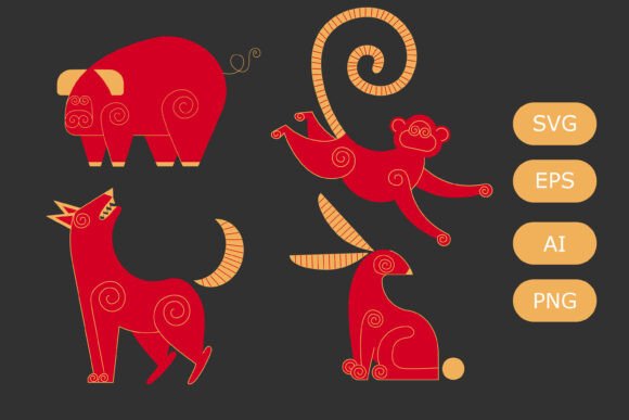 Chinese Zodiac New Year Animals 1 SVG