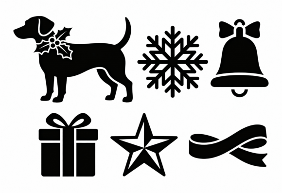 Christmas Dog Snowflake Bell Gift Star