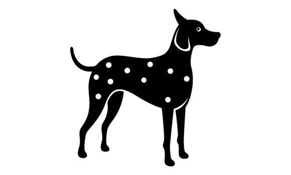 Dalmatian Dog Silhouette Black and White