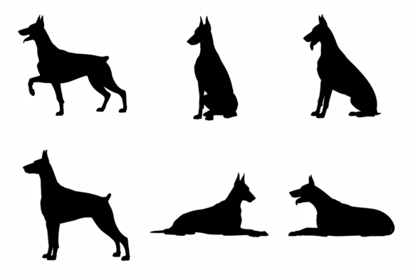 Doberman Pinscher Dog Silhouettes
