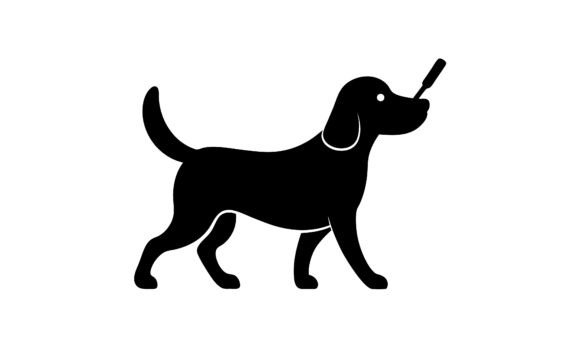 Dog Carrying a Tool Silhouette Icon
