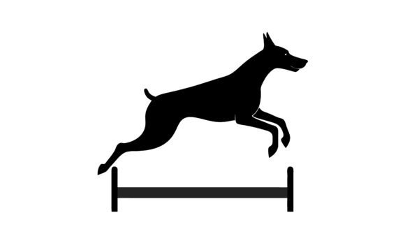 Dog Silhouette Jumping over an Obstacle