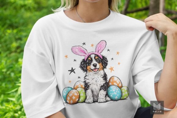 Easter Australian Shepherd Dog Clipart