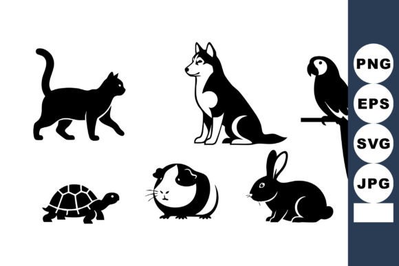 Household Pets Silhouettes Vector