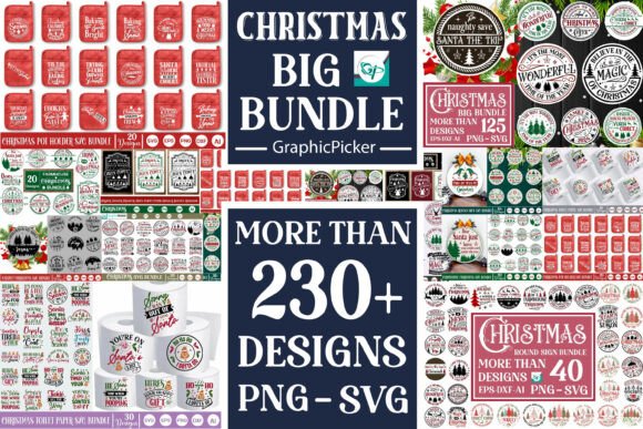 Mega Christmas Farmhouse Bundle SVG PNG