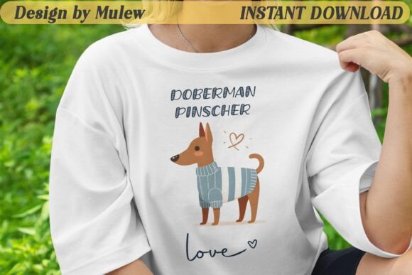 Minimalist Doberman Pinscher Dog PNG