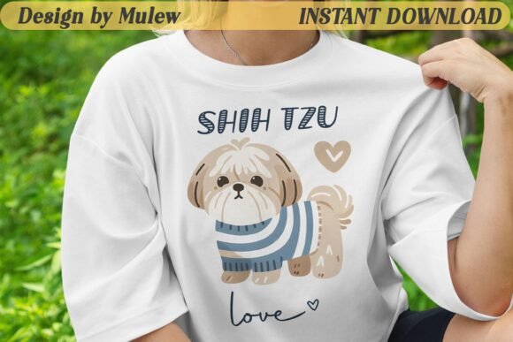 Minimalist Shih Tzu Dog Sublimation PNG