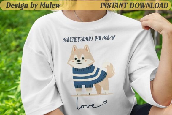 Minimalist Siberian Husky Dog PNG