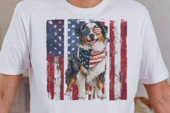 Patriotic Australian Shepherd Dog PNG Review