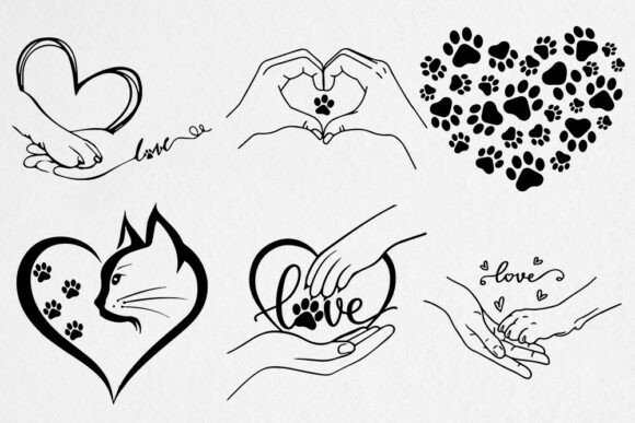 Paw and Hand SVG, Paw Love SVG Bundle