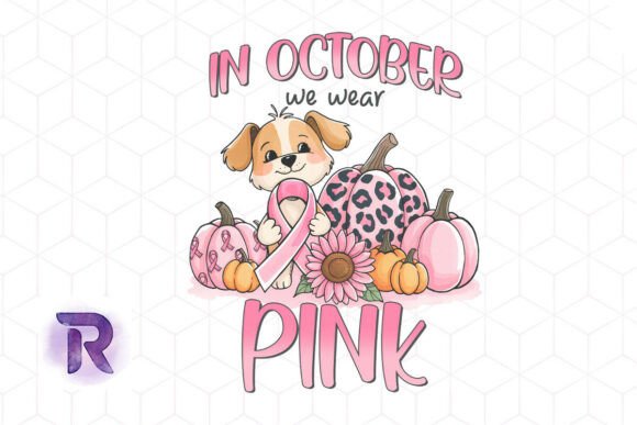Pink October Pumpkin and Dog Tee PNG