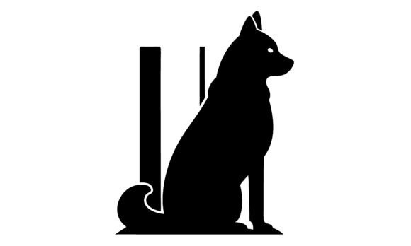 Silhouette of a Sitting Dog Design