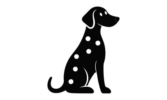 Sitting Dalmatian Dog Black Silhouette I